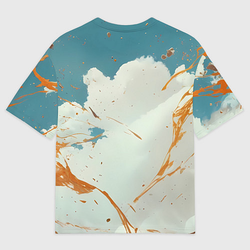 Женская футболка оверсайз Скелет в облаках из космоса / 3D-принт – фото 2