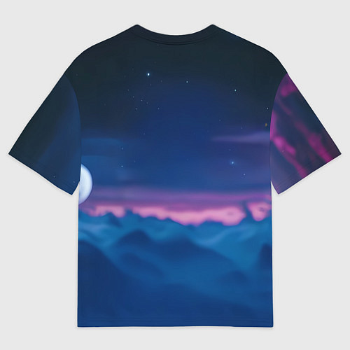 Женская футболка оверсайз Синий космонавт с красным черепом / 3D-принт – фото 2