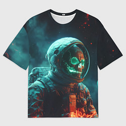 Женская футболка оверсайз Череп космонавта в скафандре