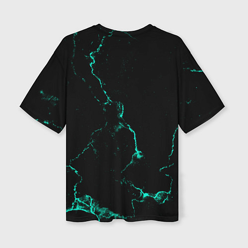 Женская футболка оверсайз Color black turquoise / 3D-принт – фото 2