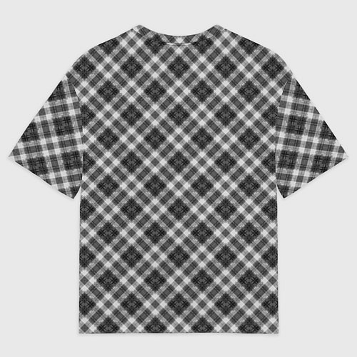 Женская футболка оверсайз Косая черно белая клетка / 3D-принт – фото 2
