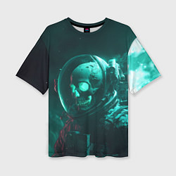 Женская футболка оверсайз Скелет в космосе
