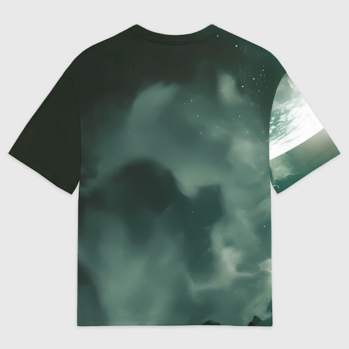 Женская футболка оверсайз Скелет космонавта в космосе / 3D-принт – фото 2