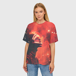 Футболка оверсайз женская Девушка в космосе в костюме чужого, цвет: 3D-принт — фото 2