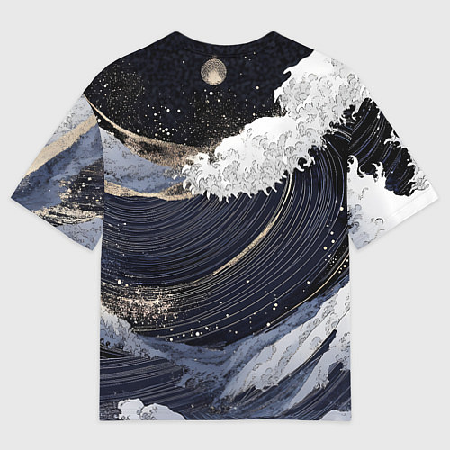 Женская футболка оверсайз Волны моря с блестками / 3D-принт – фото 2