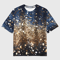 Футболка оверсайз женская Золотые блестки на черно-синем фоне, цвет: 3D-принт