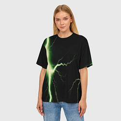 Футболка оверсайз женская Lightning yellow текстура, цвет: 3D-принт — фото 2