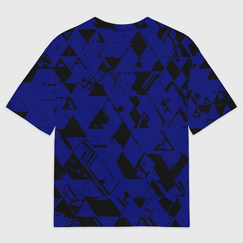 Женская футболка оверсайз Синий с чёрными деталями абстракция / 3D-принт – фото 2