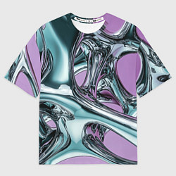 Футболка оверсайз женская Металлическая абстракция на фиолетовом фоне, цвет: 3D-принт