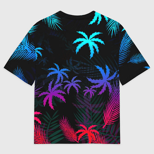 Женская футболка оверсайз Starfield неоновые тропики / 3D-принт – фото 2