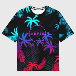 Женская футболка оверсайз Starfield неоновые тропики