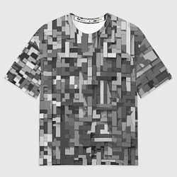 Футболка оверсайз женская Серый геометричные полоски, цвет: 3D-принт