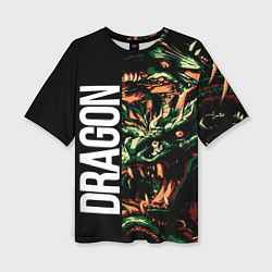 Женская футболка оверсайз Татуировка дракона ирезуми