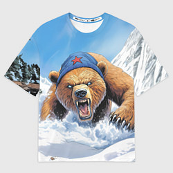 Женская футболка оверсайз Злой русский медведь