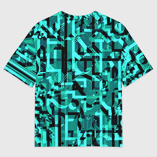 Женская футболка оверсайз Неоновый голубой объёмный эффект / 3D-принт – фото 2