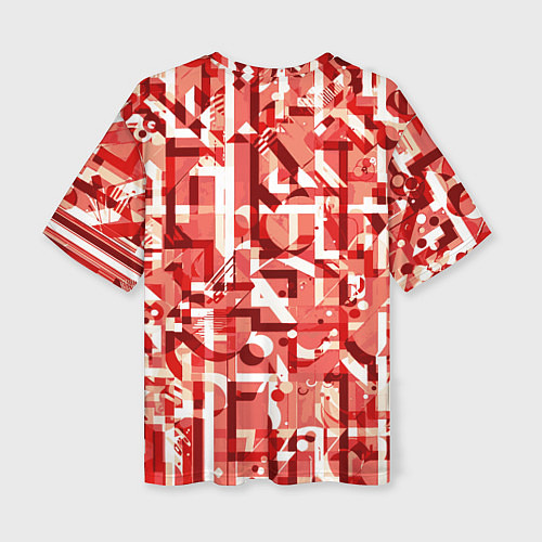 Женская футболка оверсайз Красно-белый объёмный эффект / 3D-принт – фото 2