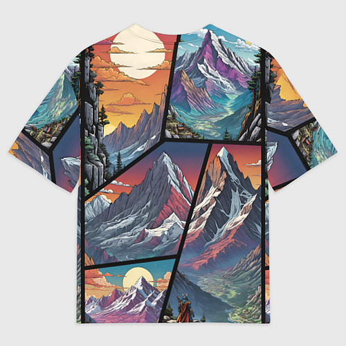 Женская футболка оверсайз Горы в стиле фэнтези / 3D-принт – фото 2
