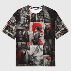 Футболка оверсайз женская Japanese samurai art, цвет: 3D-принт