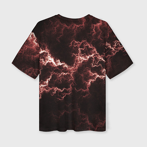 Женская футболка оверсайз Lightning red / 3D-принт – фото 2