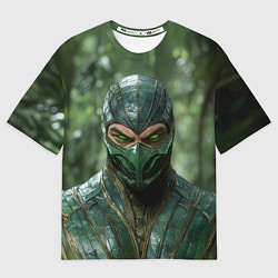 Женская футболка оверсайз Рептилия с зелеными глазами