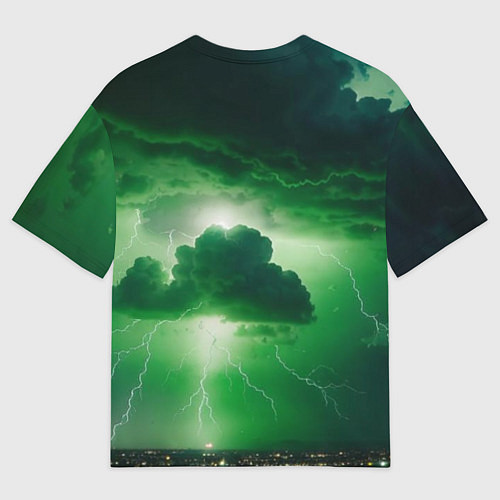 Женская футболка оверсайз Зелёный гром / 3D-принт – фото 2