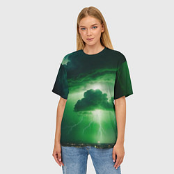 Футболка оверсайз женская Зелёный гром, цвет: 3D-принт — фото 2