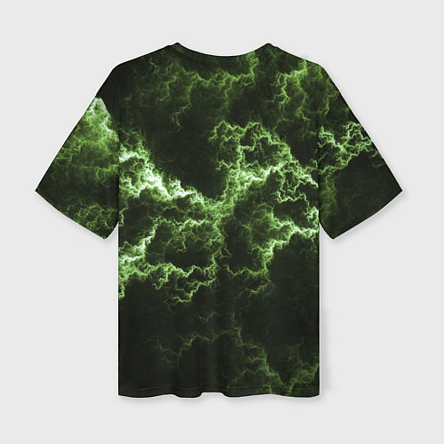 Женская футболка оверсайз Lightning green glow / 3D-принт – фото 2