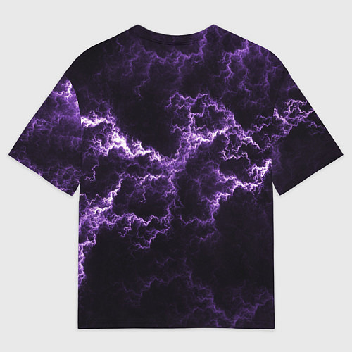 Женская футболка оверсайз Lightning purple flicker / 3D-принт – фото 2