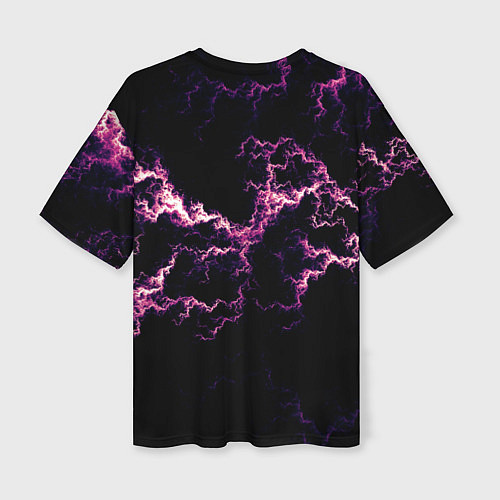 Женская футболка оверсайз Lightning pink glow / 3D-принт – фото 2
