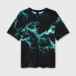 Футболка оверсайз женская Lightning light blue glow, цвет: 3D-принт