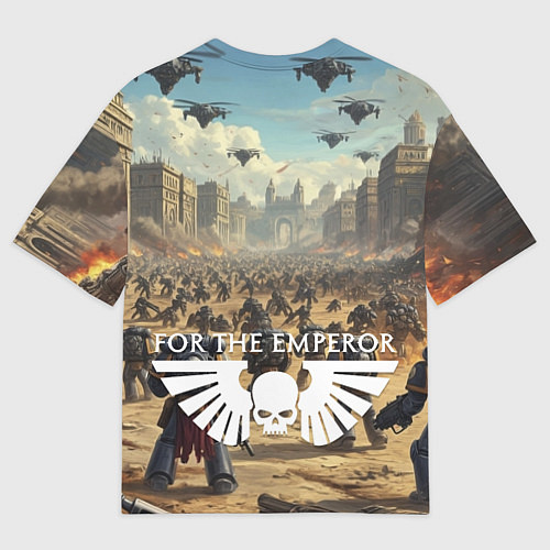 Женская футболка оверсайз Warhammer 40k поле боя / 3D-принт – фото 2