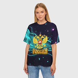 Футболка оверсайз женская Россия - березовая абстракция, цвет: 3D-принт — фото 2