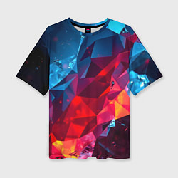 Футболка оверсайз женская Красные и синие минералы, цвет: 3D-принт