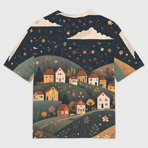 Женская футболка оверсайз Сказочный городок / 3D-принт – фото 2