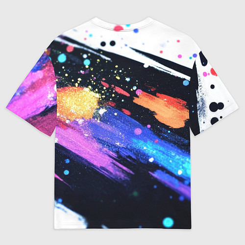 Женская футболка оверсайз Герб России - разноцветные краски / 3D-принт – фото 2