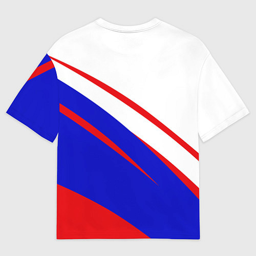 Женская футболка оверсайз Россия бело-сине-красный / 3D-принт – фото 2