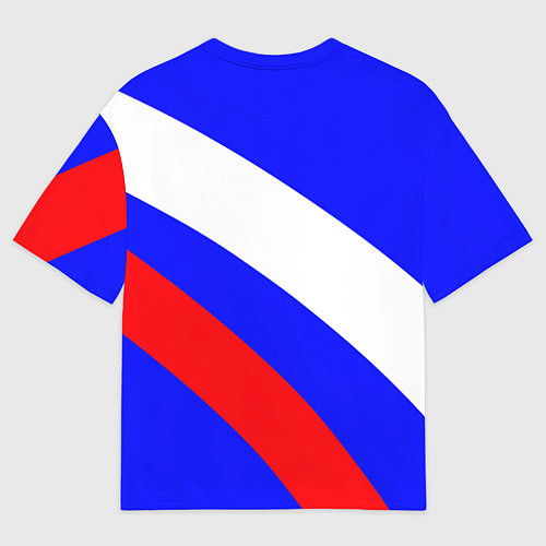Женская футболка оверсайз Герб России на фоне триколора синий / 3D-принт – фото 2