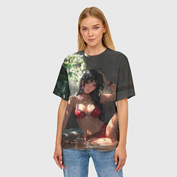 Футболка оверсайз женская Брюнетка в воде под дождем, цвет: 3D-принт — фото 2