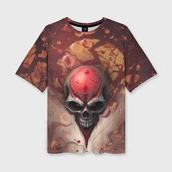 Футболка оверсайз женская Череп с красными бликами, цвет: 3D-принт