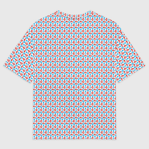 Женская футболка оверсайз Красно-синие фигуры на белом фоне / 3D-принт – фото 2