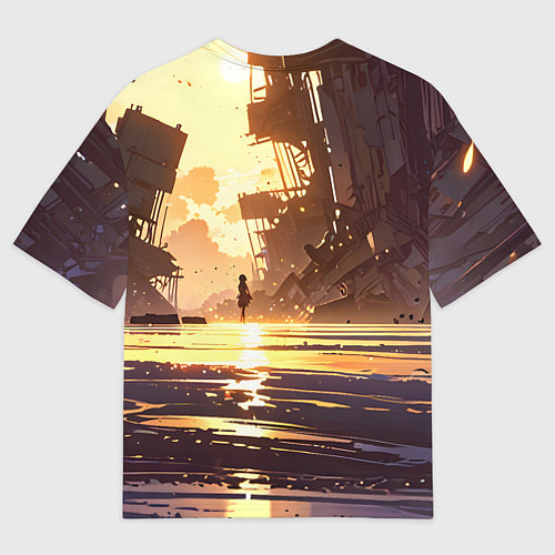 Женская футболка оверсайз Аниме под солнцем / 3D-принт – фото 2