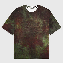 Женская футболка оверсайз Абстракция - green fabric soaked in red paint
