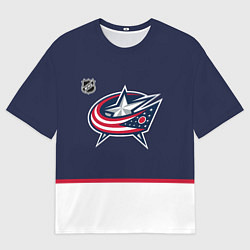 Футболка оверсайз женская Коламбус Блю Джекетс хоккей, цвет: 3D-принт