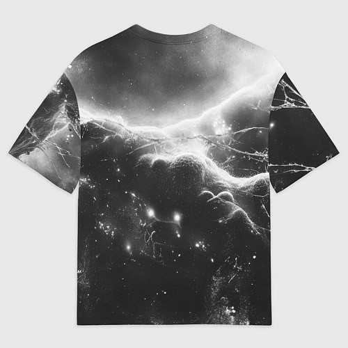 Женская футболка оверсайз ACDC металлический лого черно-белая текстура / 3D-принт – фото 2