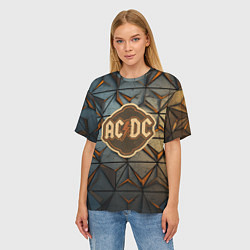 Футболка оверсайз женская ACDC винтажный логотип, цвет: 3D-принт — фото 2
