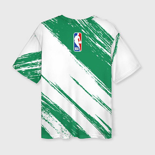 Женская футболка оверсайз Boston Celtics white and green / 3D-принт – фото 2