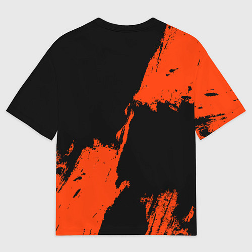 Женская футболка оверсайз Анахайм Дакс - оранжевая краска / 3D-принт – фото 2