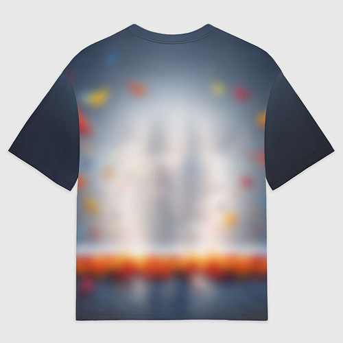 Женская футболка оверсайз Геометрический слон и цветные полигоны / 3D-принт – фото 2