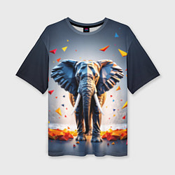 Футболка оверсайз женская Геометрический слон и цветные полигоны, цвет: 3D-принт
