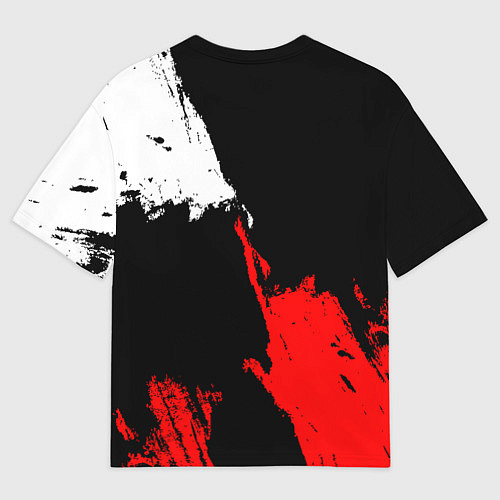 Женская футболка оверсайз Детройт Ред Уингз - брызги краска на черном фоне / 3D-принт – фото 2